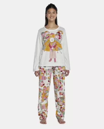 Pijama Feminino Adulto Manga Longa e Calça