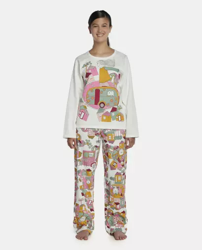 Pijama Feminino Adulto Manga Longa e Calça Moletinho