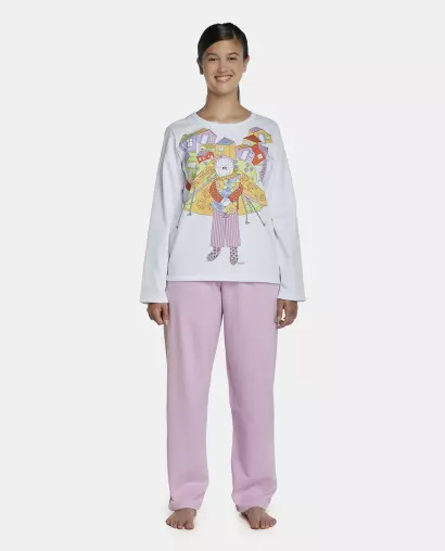 Pijama Feminino Adulto Manga Longa e Calça Moletinho