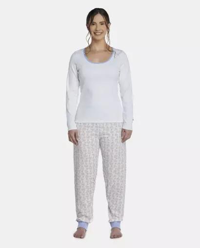 Pijama Feminino Adulto Manga Longa e Calça