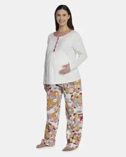 Pijama Feminino Adulto Gestante Manga Longa e Calça