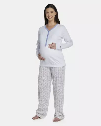 Pijama Feminino Adulto Gestante Manga Longa e Calça