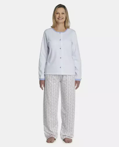 Pijama Feminino Adulto Manga Longa e Calça Moletinho