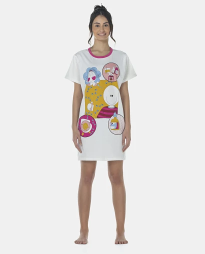 Camisão Feminino Adulto Manga Curta