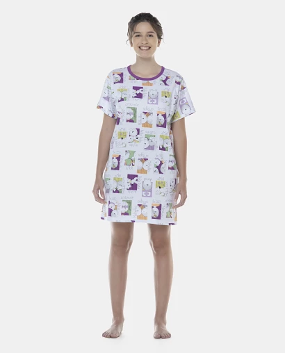 Camisão Feminino Adulto Manga Curta