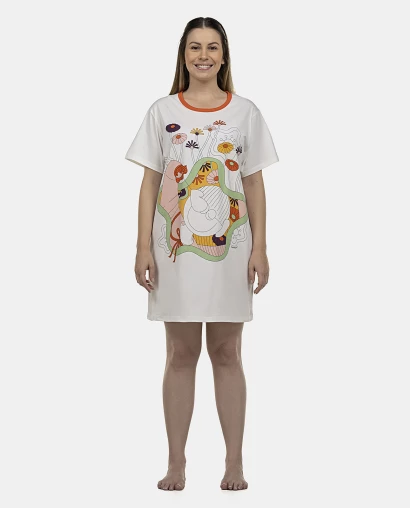 Camisão Feminino Adulto Manga Curta