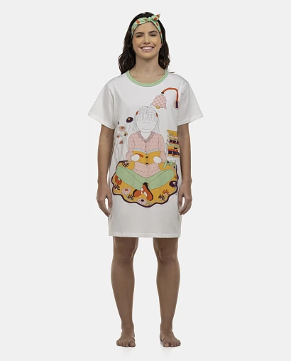 Camisão Feminino Adulto Manga Curta