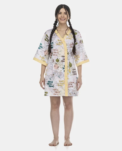 Camisão Feminino Adulto Manga Curta Aberto