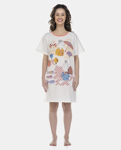 Camisão Feminino Adulto Manga Curta