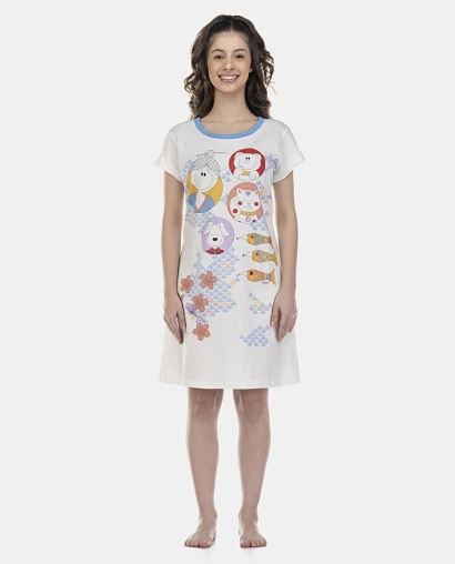 Camisão Feminino Adulto Manga Curta Acinturado