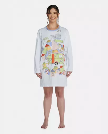 Camisão Feminino Adulto Manga Longa