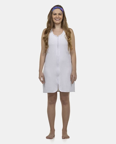 Roupão Feminino Adulto Regata Zíper Atoalhado