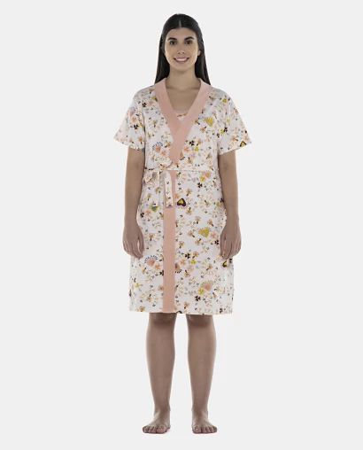 Robe Feminino Adulto Manga Curta
