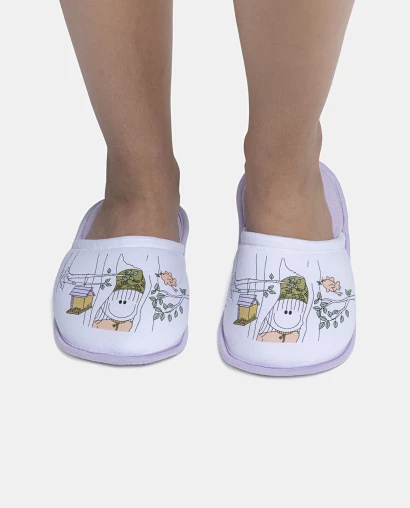 Pantufa Feminina Adulto Fechada Com Estampa Local