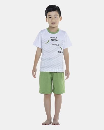 Pijama Masculino Kids Manga Curta e Bermuda
