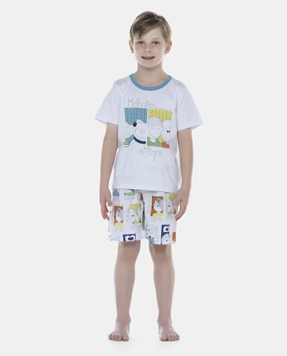 Pijama Masculino Kids Manga Curta e Bermuda