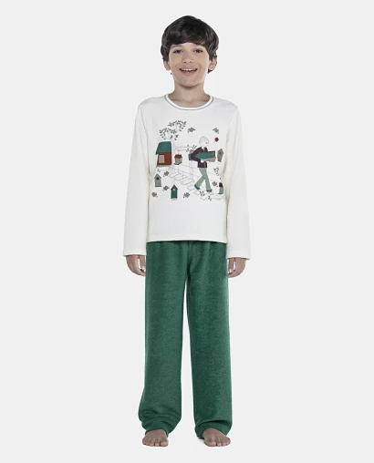 Pijama Masculino Kids Manga Longa e Calça Plush