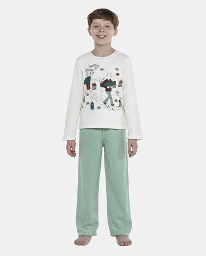 Pijama Masculino Kids Manga Longa e Calça Plush