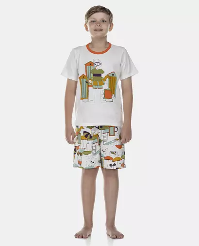 Pijama Masculino Kids Manga Curta e Bermuda