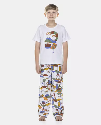 Pijama Masculino Kids Manga Curta e Calça