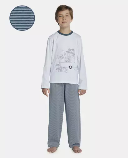 Pijama Masculino Kids Manga Longa e Calça