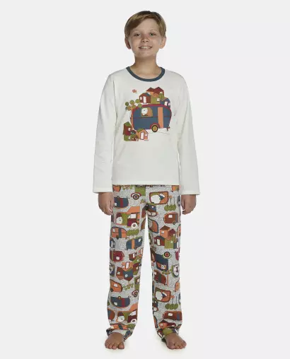 Pijama Masculino Kids Manga Longa e Calça Moletinho