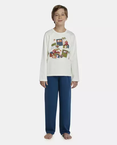 Pijama Masculino Kids Manga Longa e Calça Moletinho
