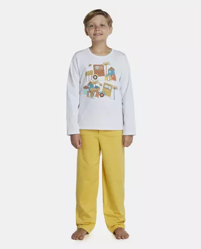 Pijama Masculino Kids Manga Longa e Calça Moletinho