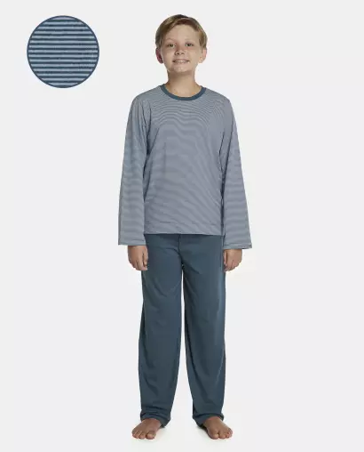 Pijama Masculino Kids Manga Longa e Calça