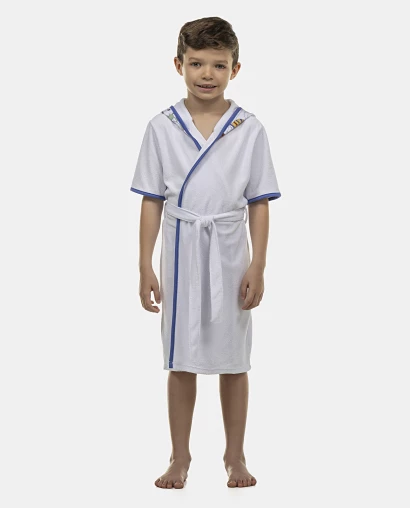 Roupão Masculino Kids Manga Curta Atoalhado Com Touca