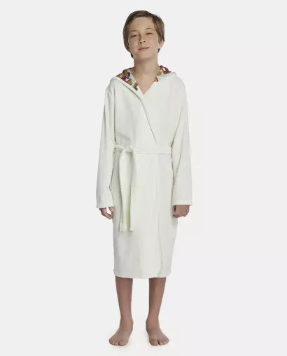 Roupão Masculino Kids Manga Longa Transpassado Com Capuz Atoalhado