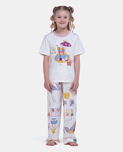 Sonhart | Comprar Pijama Feminino Infantil Manga Curta e Calça Pat e Nina
