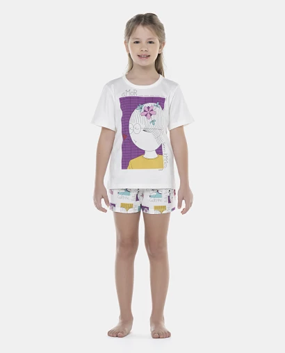 Pijama Feminino Kids Manga Curta e Short