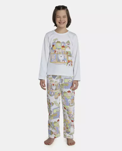 Pijama Feminino Kids Manga Longa e Calça