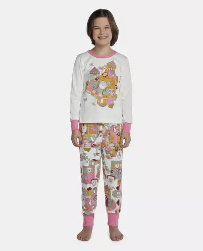 Pijama Feminino Kids Manga Longa Com Punhos e Calça Com Punhos