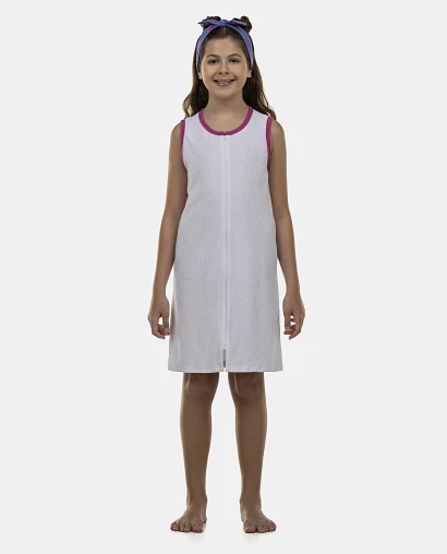 Roupão Feminino Kids Regata Zíper Atoalhado