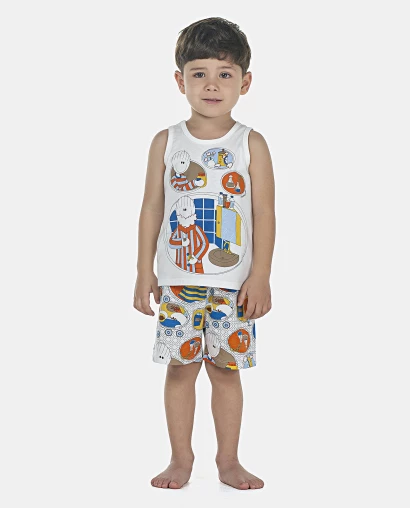 Pijama Masculino Baby Regata e Bermuda