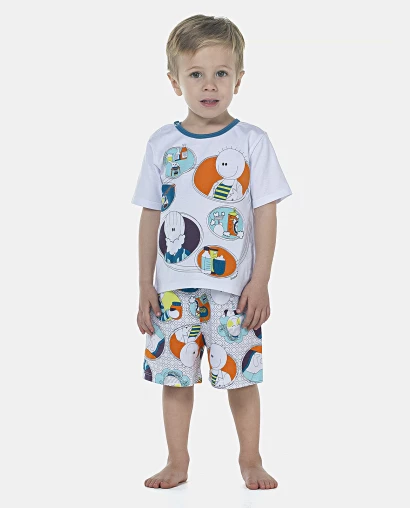 Pijama Masculino Baby Manga Curta e Bermuda