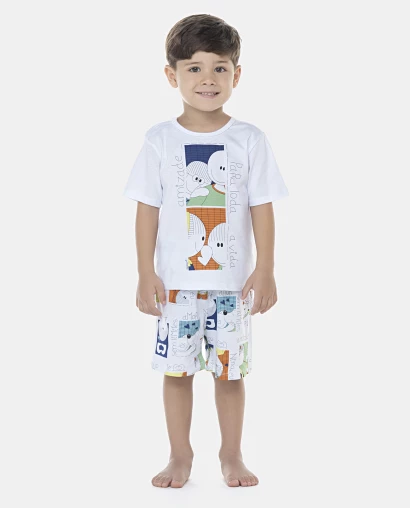 Pijama Masculino Baby Manga Curta e Bermuda