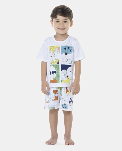 Pijama Masculino Baby Manga Curta e Bermuda