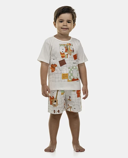 Pijama Masculino Baby Manga Curta e Bermuda