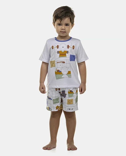 Pijama Masculino Baby Manga Curta e Bermuda