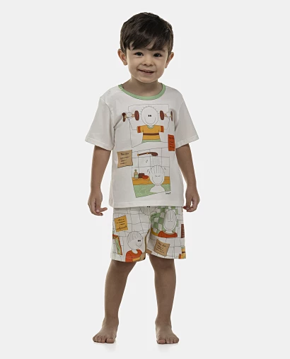 Pijama Masculino Baby Manga Curta e Bermuda