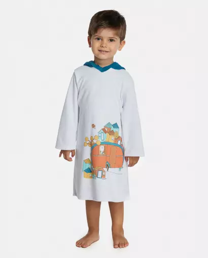 Roupão Masculino Baby Manga Longa Fechado Com Capuz Atoalhado