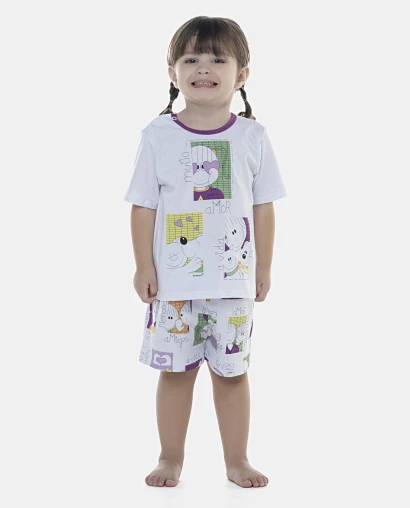 Pijama Feminino Baby Manga Curta e Short