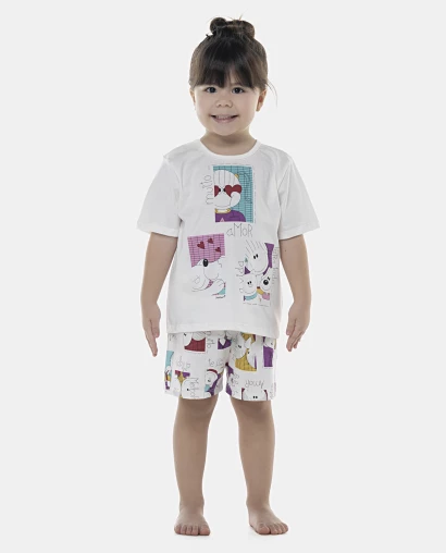 Pijama Feminino Baby Manga Curta e Short