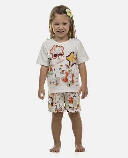 Pijama Feminino Baby Manga Curta e Short