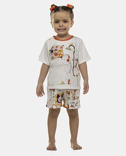 Pijama Feminino Baby Manga Curta e Short