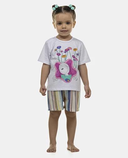 Pijama Feminino Baby Manga Curta e Short