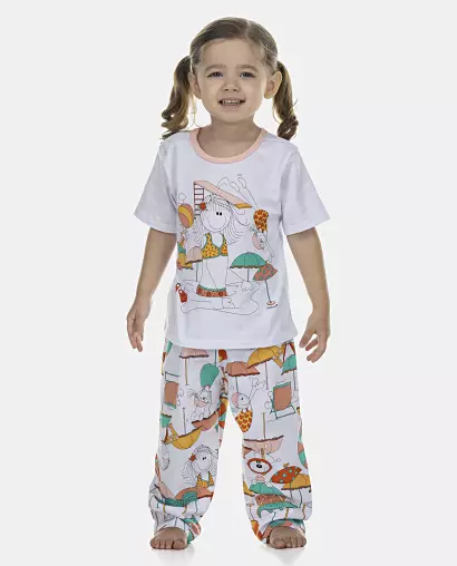 Pijama Feminino Baby Manga Curta e Calça